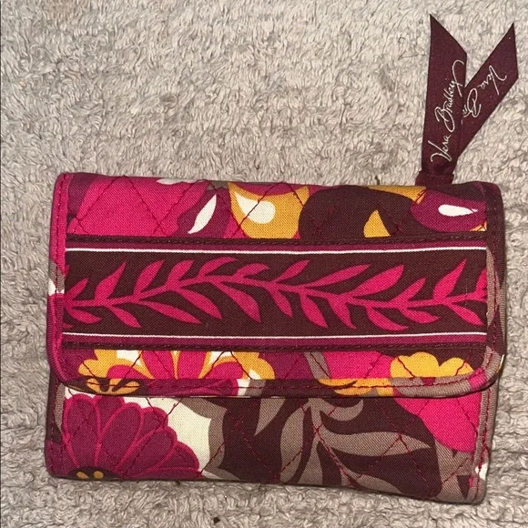 Vera Bradley Pink and Brown Tri-Fold Wallet - Picture 1 of 6